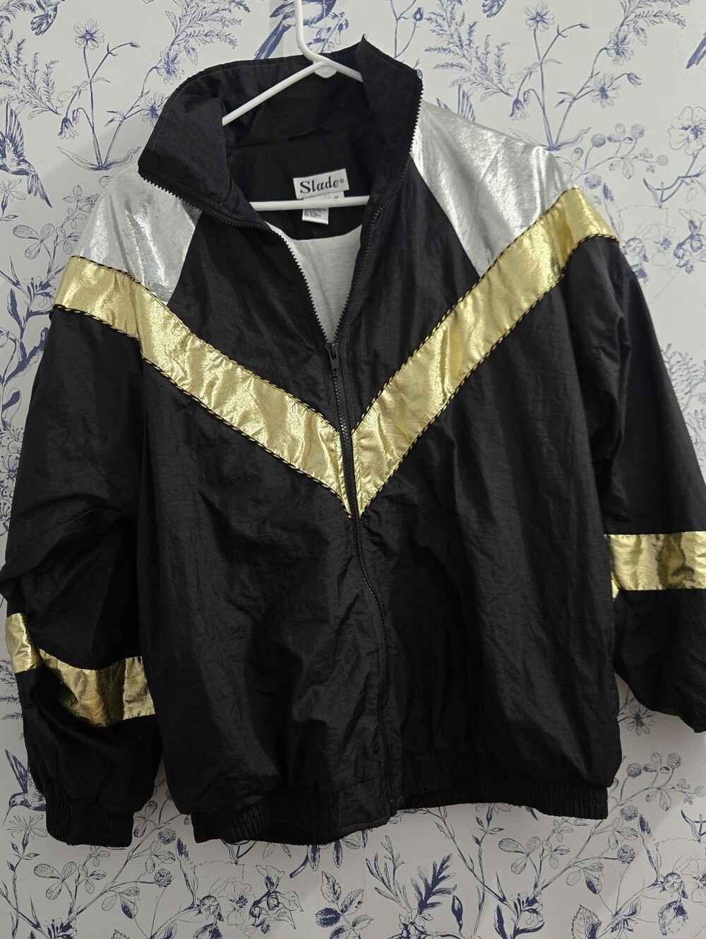 Vintage Black Jacket with Gold & Silver V Panels